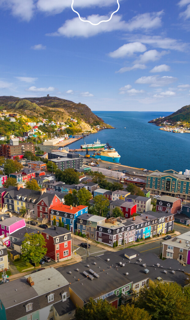 The sky is clear over the colourful city of St. John’s.