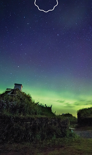 The Northern Lights illuminate above L’Anse aux Meadows.